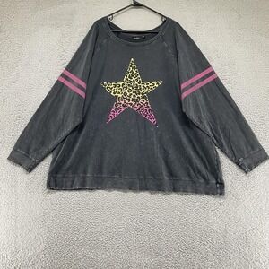 Lovesick Top Womens 5X Gray Leopard Star Graphic Varsity Long Sleeve Torrid